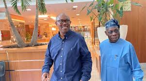 Former President Obasanjo Meets Peter Obi in Lagos