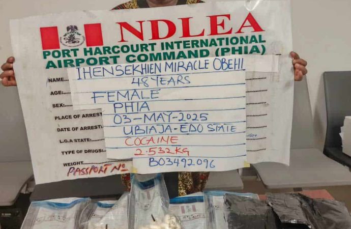 NDLEA Arrests Woman Concealing Cocaine In Private Parts As Drug Interception Operations Sweep Across Nigeria
