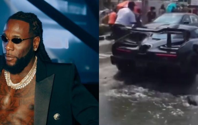 Burna Boy Spotted Driving ₦3.2 Billion McLaren Through Flooded Lagos Road (Video)