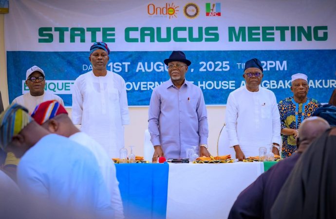 GOV AIYEDATIWA HOSTS APC LEADERS CAUCUS, LAUNCHES ‘ONDO STATE FOR TINUBU 2027’
