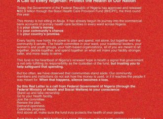 Federal Government Issues “Red Letter” To Nigerians On Funds Released To Primary Health Centres