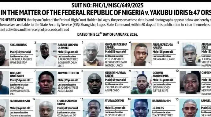 Court Orders 48 Nigerians To Report To DSS Over Alleged Fraud