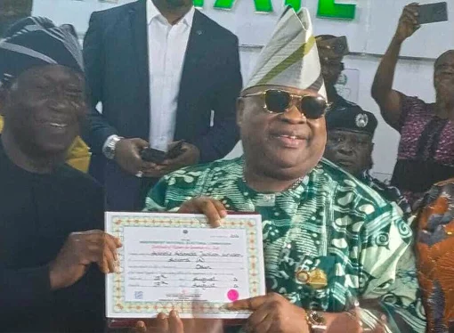 INEC Presents Certificate Of Return To Governor Adeleke