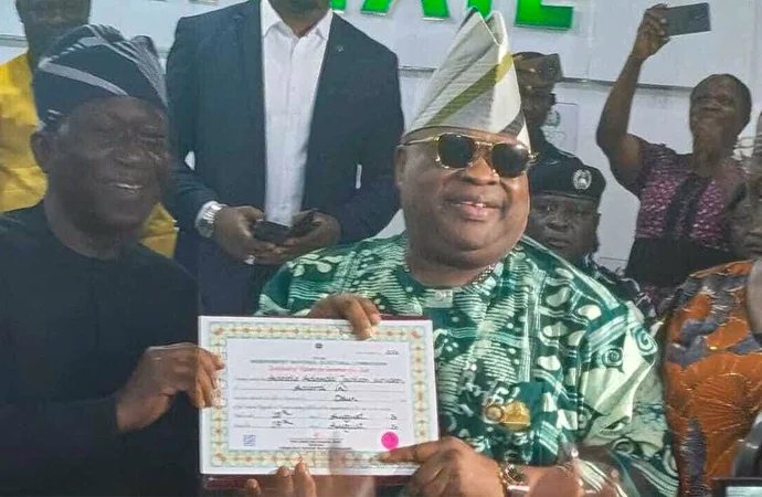 INEC Presents Certificate Of Return To Governor Adeleke